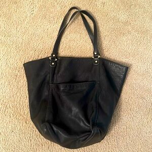 Liz Claiborne Elegant Black Leather Tote Bag